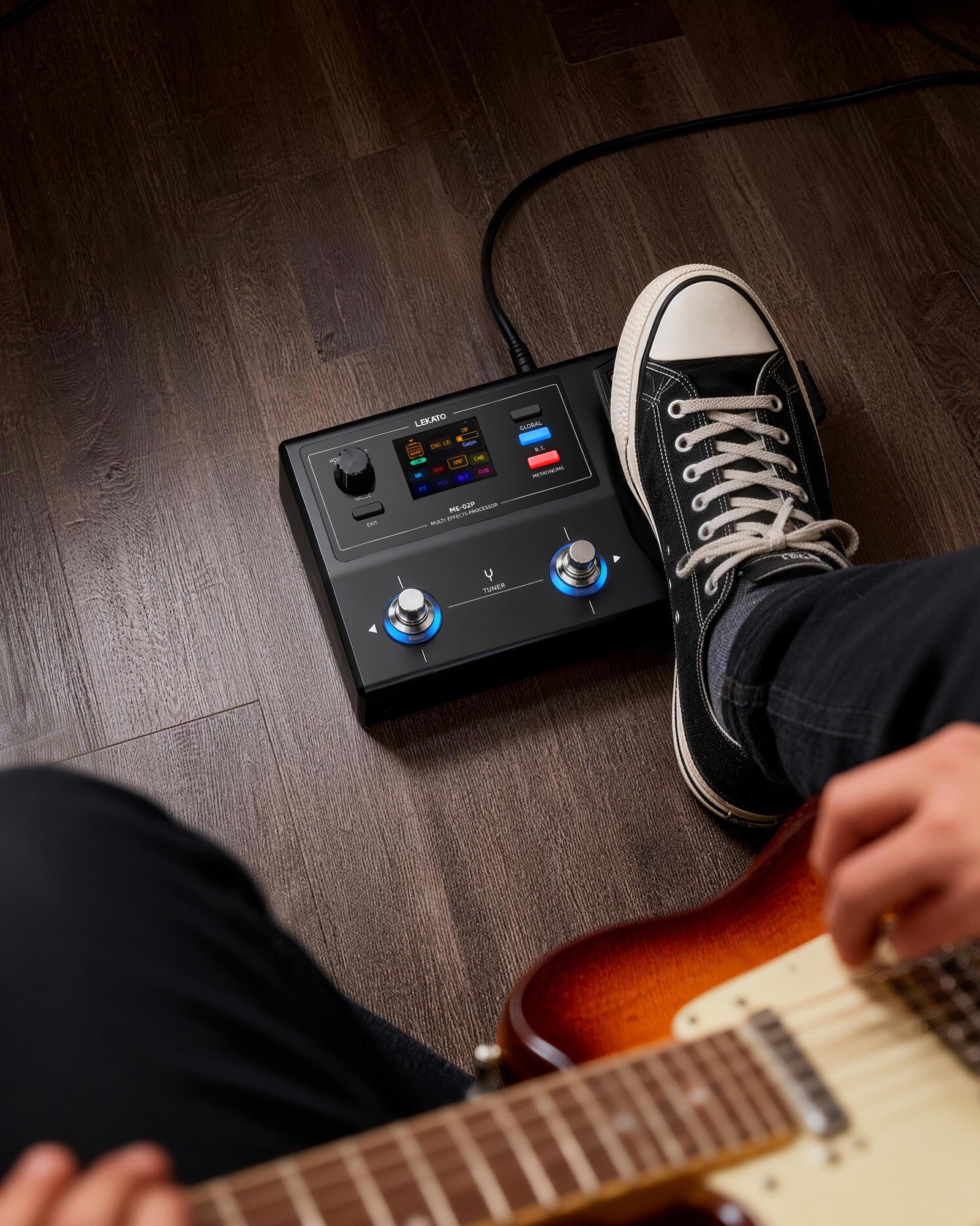 LEKATO ME-02P Rechargeable Multi Effects Guitar Pedal Wah Volume Looper Drum