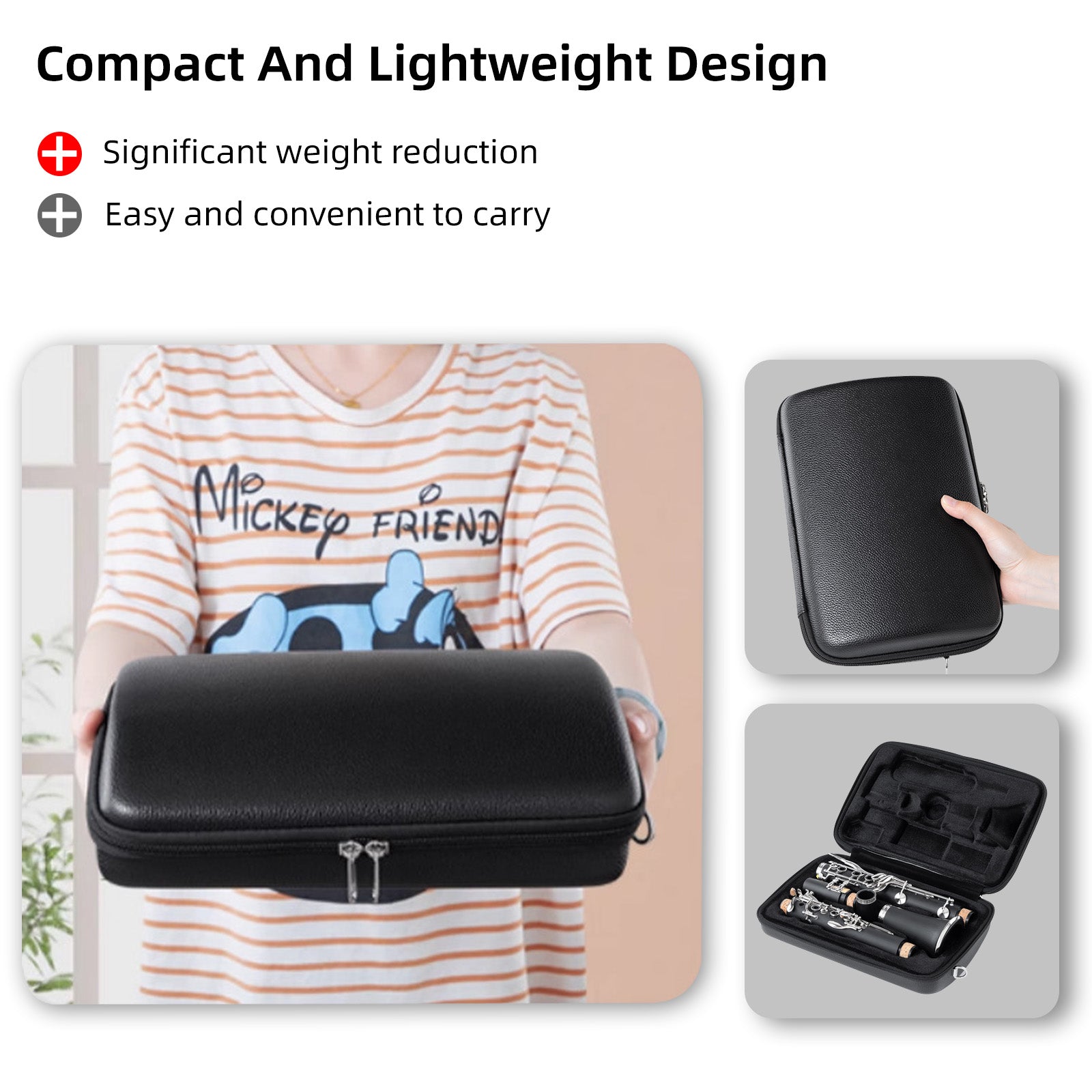 Clarinet Fashion Case Lightweight Portable with Adjustable Strap Sponge Lining Comprehensive
