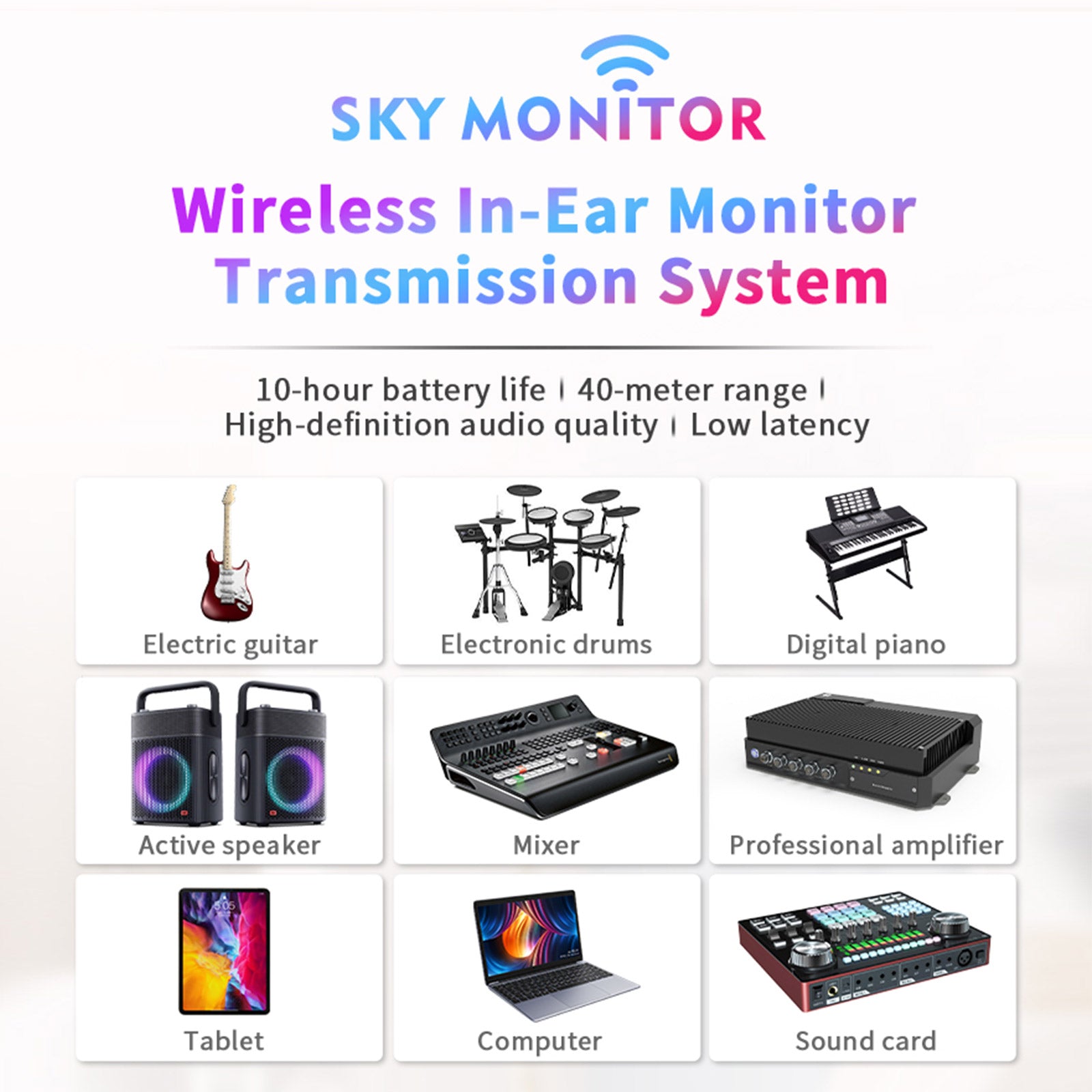 2.4G Wireless In-Ear Monitor System with Rechargeable Transmitter Receiver