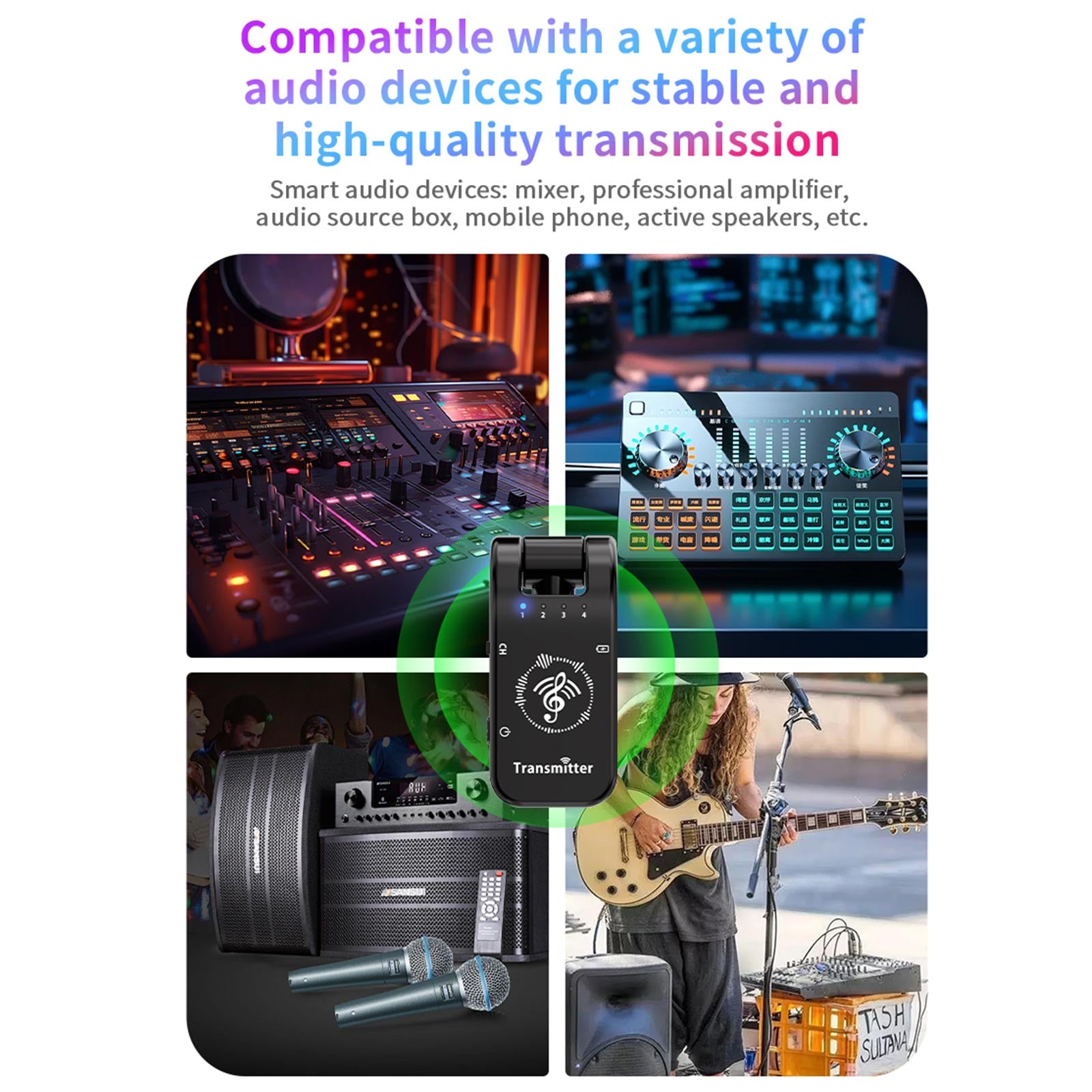 2.4G Wireless In-Ear Monitor System with Rechargeable Transmitter Receiver