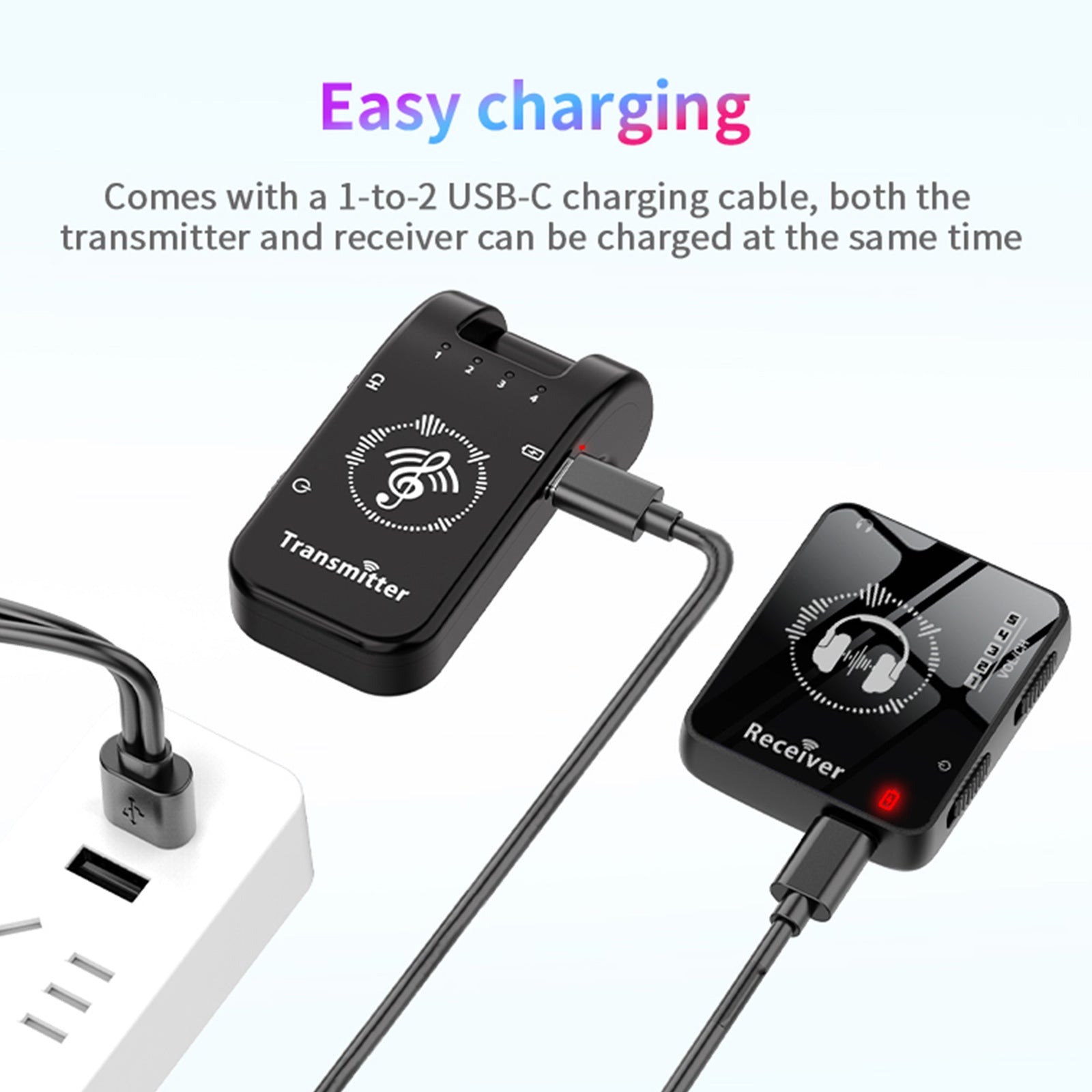 2.4G Wireless In-Ear Monitor System with Rechargeable Transmitter Receiver