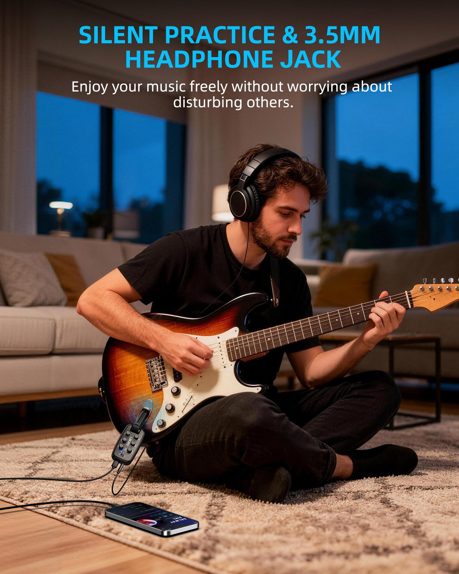 LEKATO PA-2 Guitar Headphone Amplifier Bluetooth Practice Amp