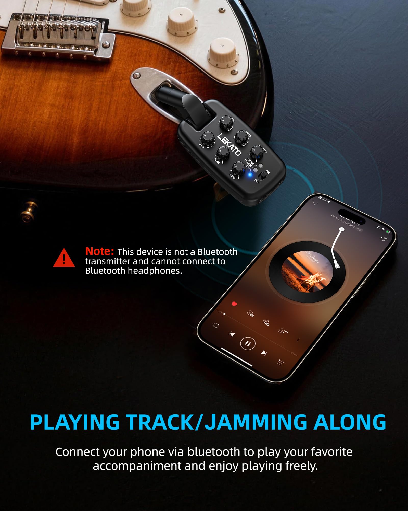 LEKATO PA-2 Guitar Headphone Amplifier Bluetooth Practice Amp