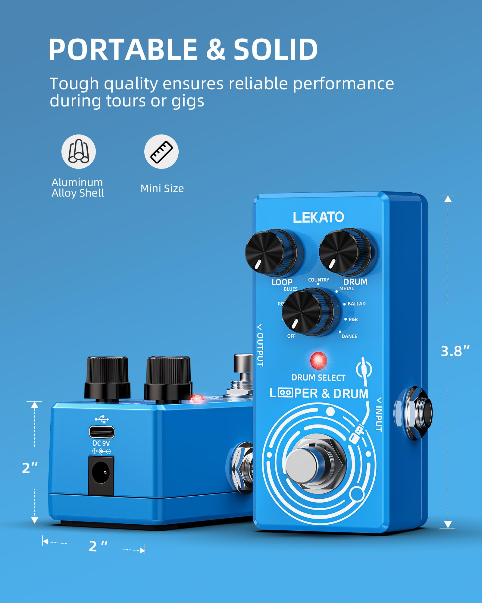 LEKATO LP-02 Looper Guitar Pedal Drum Machine