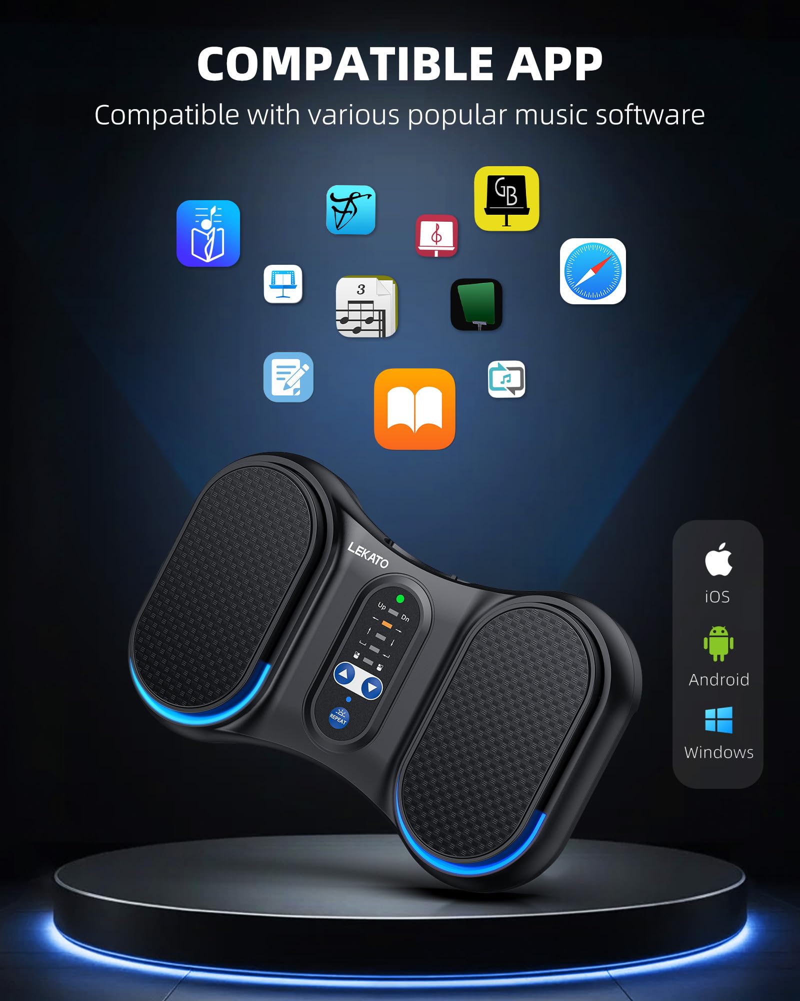 LEKATO WT-3 Bluetooth Wireless Page Turner Portable Foot Pedal