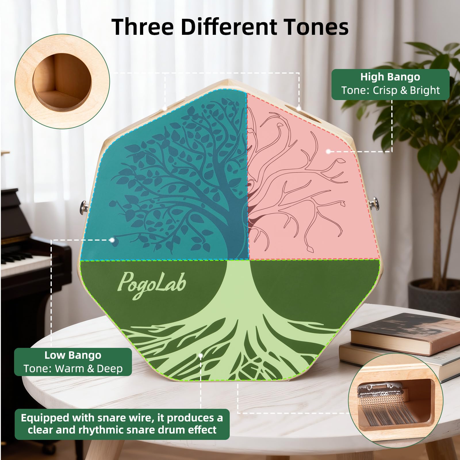 POGOLAB Three Tone Cajon Portable Travel Drum Box