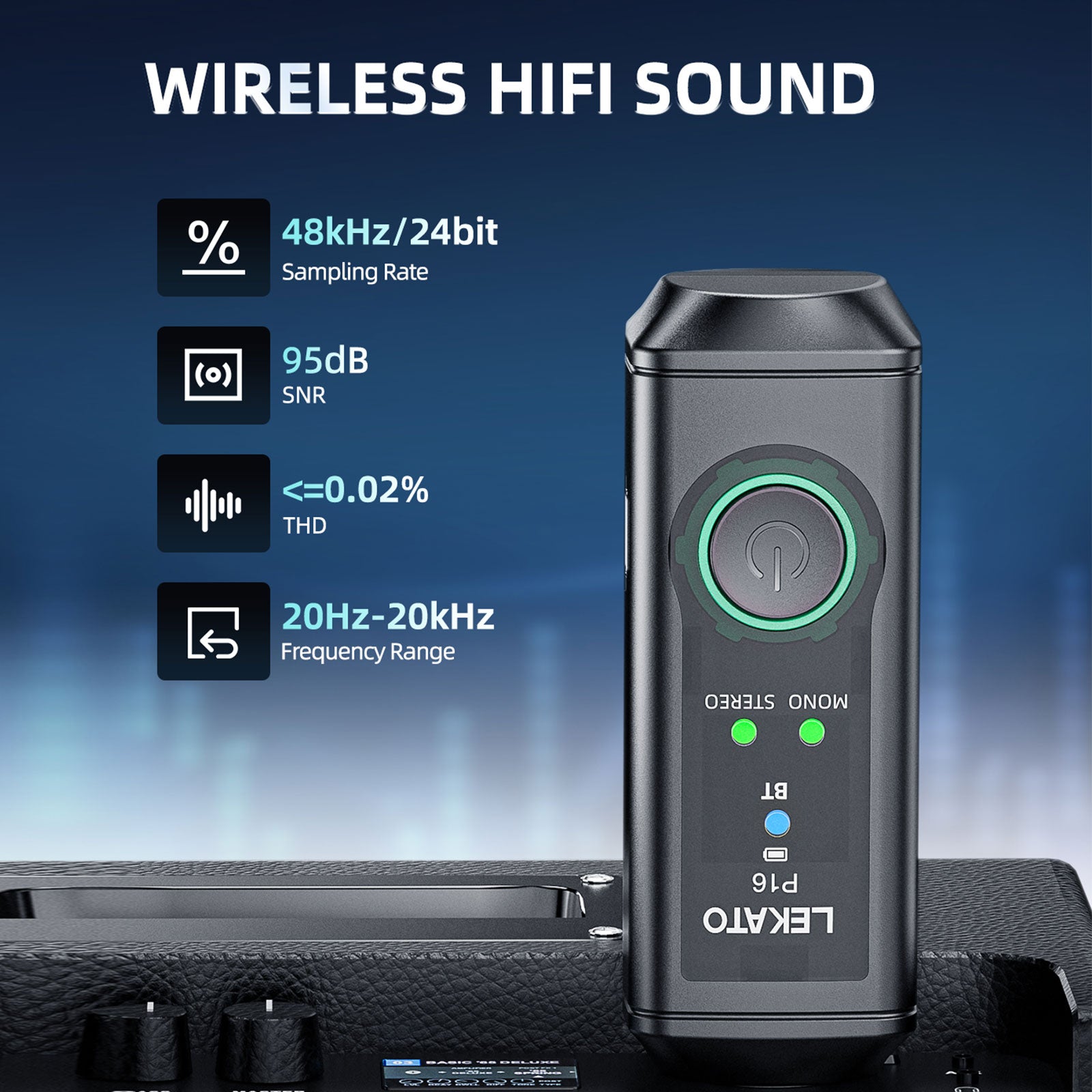 LEKATO P16 XLR Receiver Stereo/Mono Bluetooth Studio Dj XLR Receiver