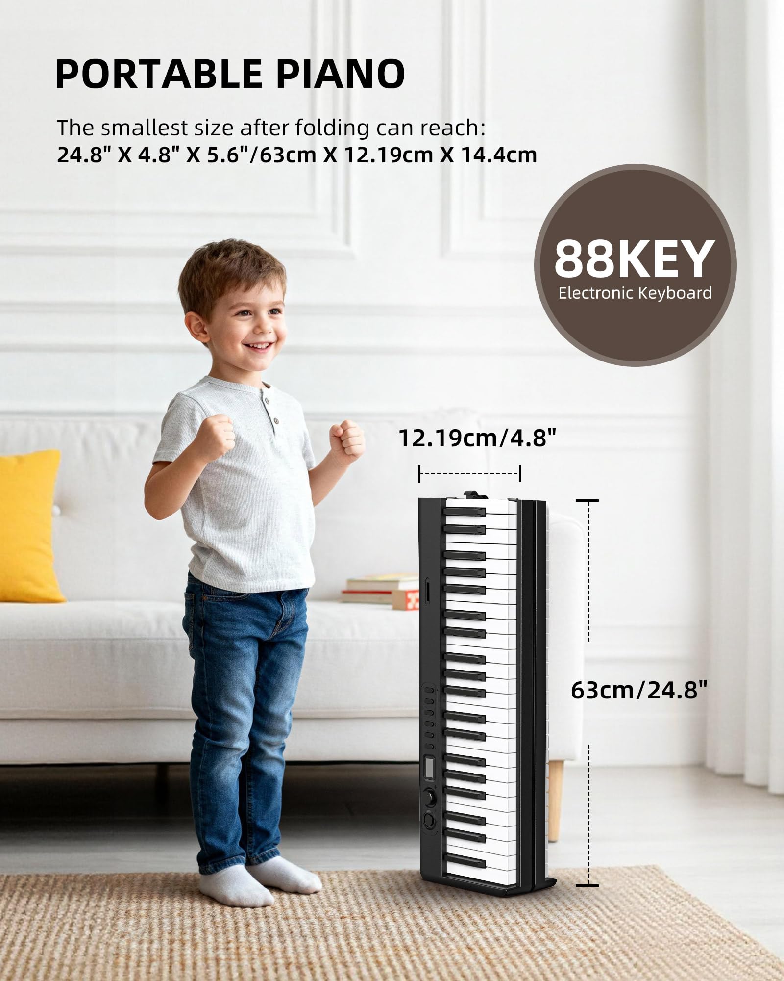 LEKATO BX20 Keyboard 88 Keys Folding Semi-Weighted Velocity Keys Piano