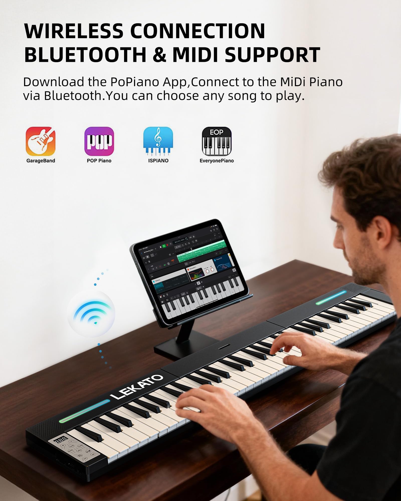 LEKATO BX12 Digital Piano 88 Keys 4 Pcs Folding Keyboard