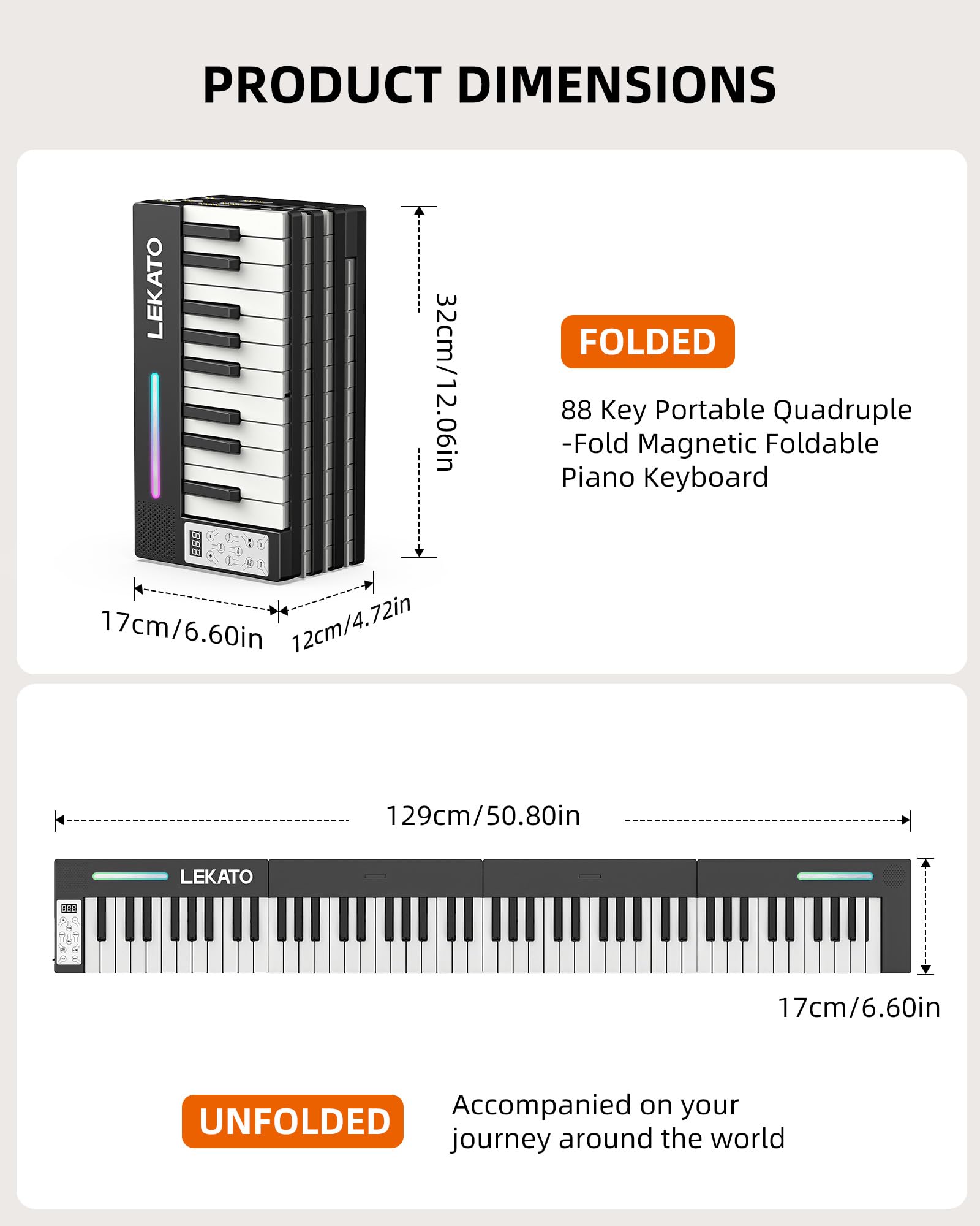 LEKATO BX12 Digital Piano 88 Keys 4 Pcs Folding Keyboard