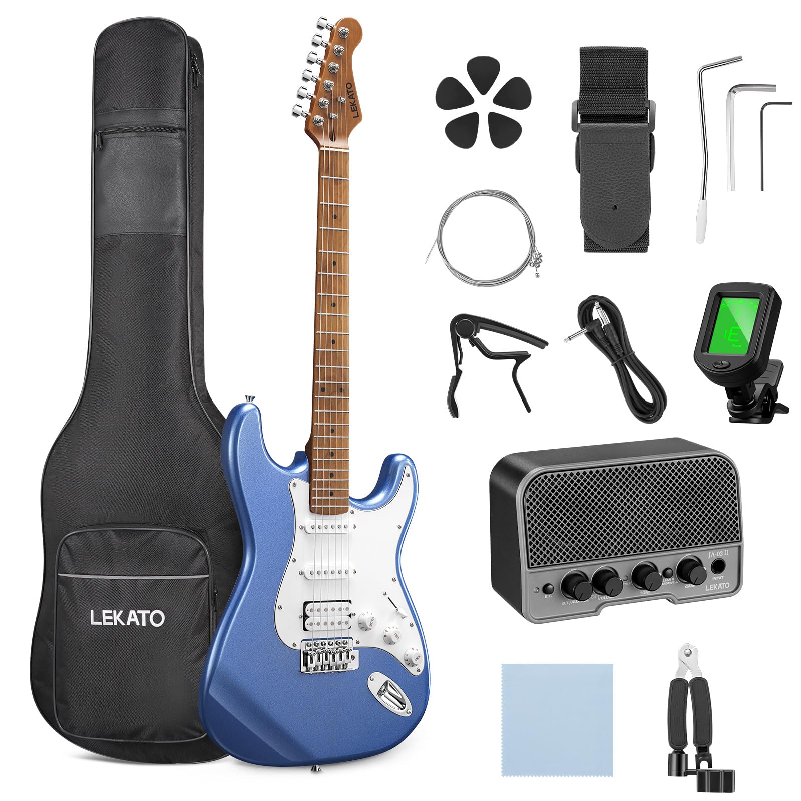 LEKATO ST-01 Blue Electric Guitar 39 Inch HSS Guitar