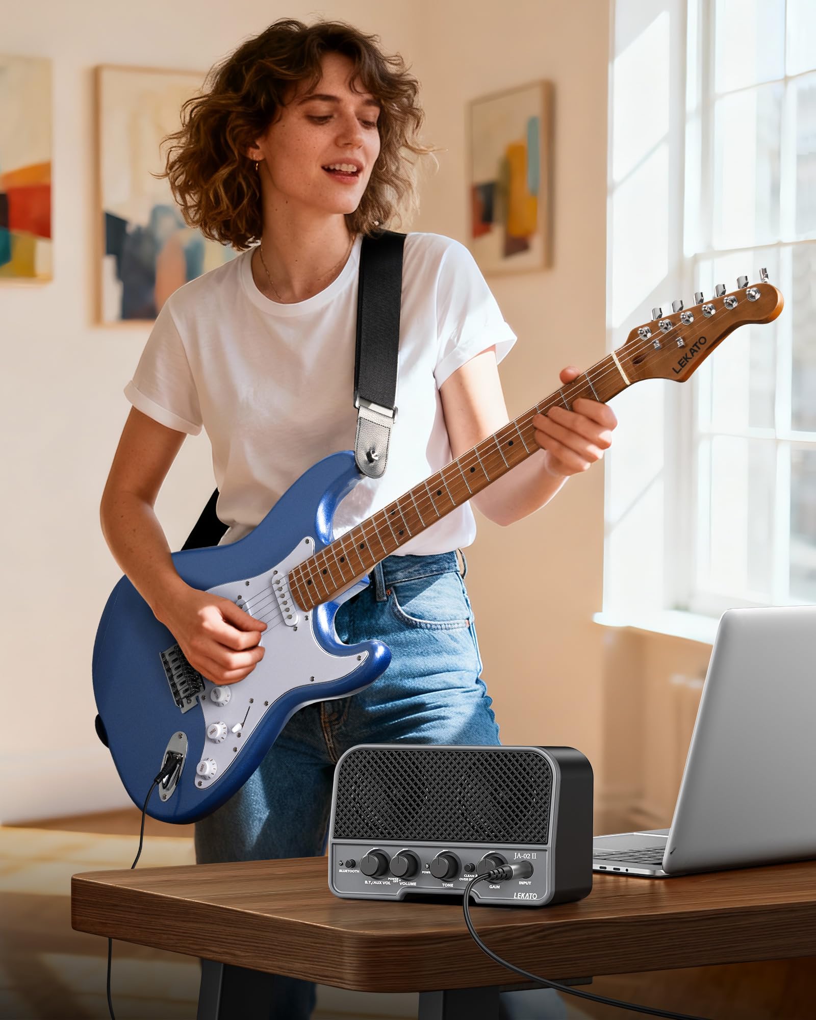 LEKATO ST-01 Blue Electric Guitar 39 Inch HSS Guitar