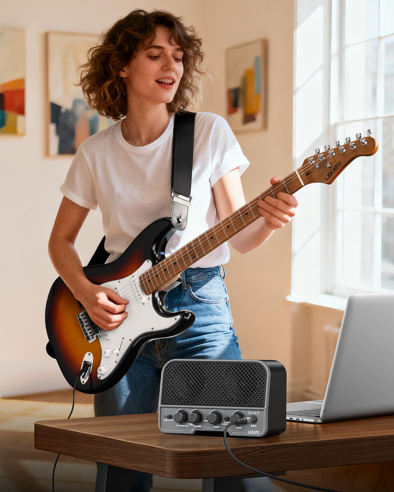 LEKATO ST-01 Sunburst Electric Guitar 39 Inch HSS Guitar