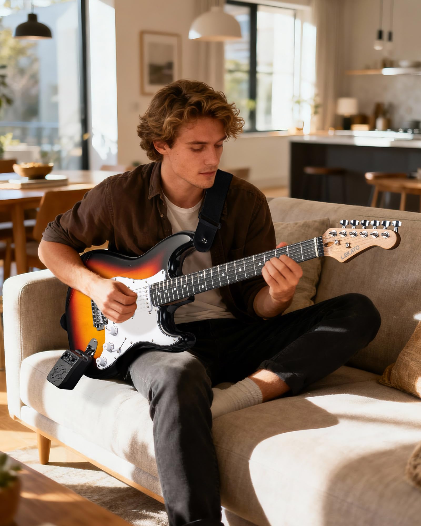 LEKATO ST-02 Electric Guitar Set 39 Inch SSS Pickups Guitar