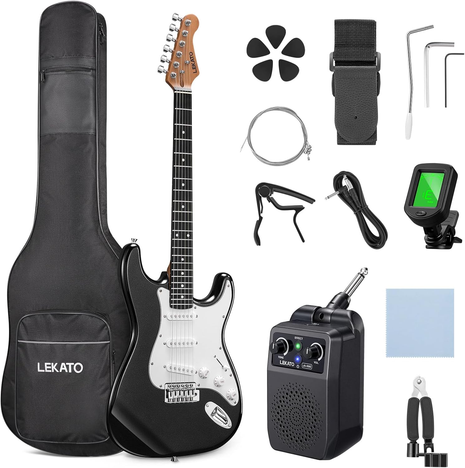 LEKATO ST-02 Electric Guitar Set 39 Inch SSS Pickups Guitar