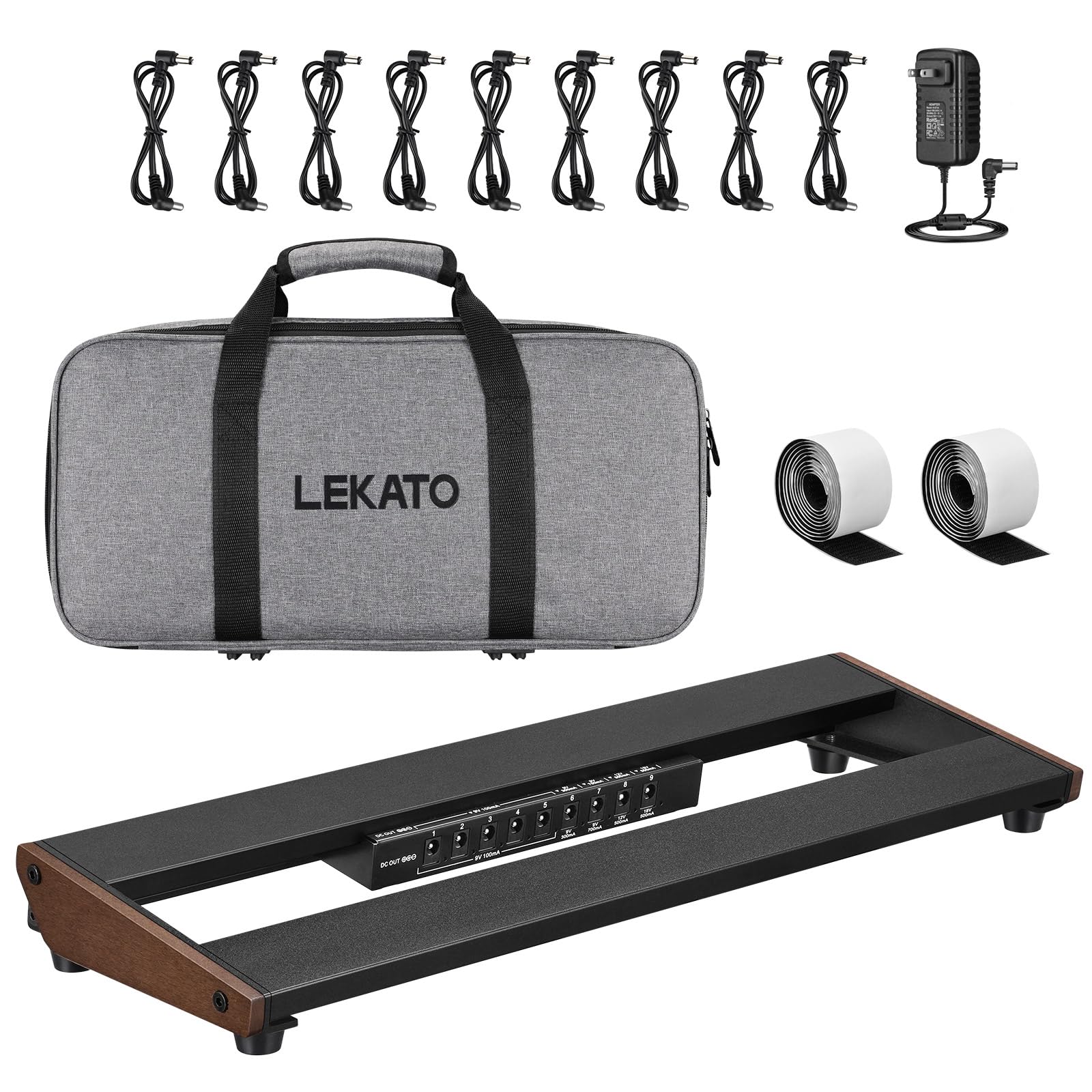 LEKATO PB-01S Guitar Pedal Board w/ Built-in Power Supply(15x5.1x1.6