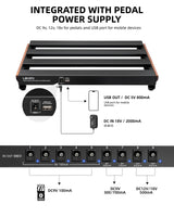 LEKATO PB-03S Guitar Pedal Board w/ Built-in Power Supply (15.5x11x2")