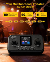 LEKATO PA-4 Pocket Guitar Multi Effects Rechargeable 6 Modules, 80 Presets, 20 Amp Modeling