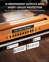 LEKATO PB-04S Guitar Pedal Board w/ Built-in Power Supply(16x7.2x4.4")