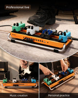 LEKATO PB-04S Guitar Pedal Board w/ Built-in Power Supply(16x7.2x4.4")