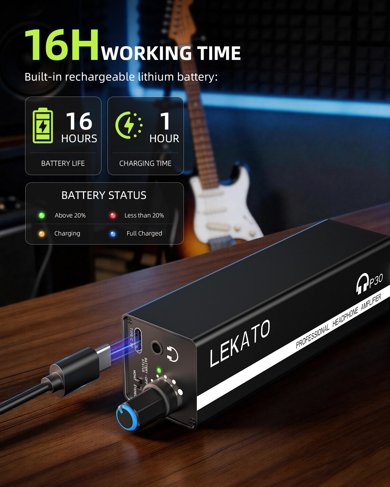 LEKATO P30 IEM Rechargeable Professional Headphone Amplifier