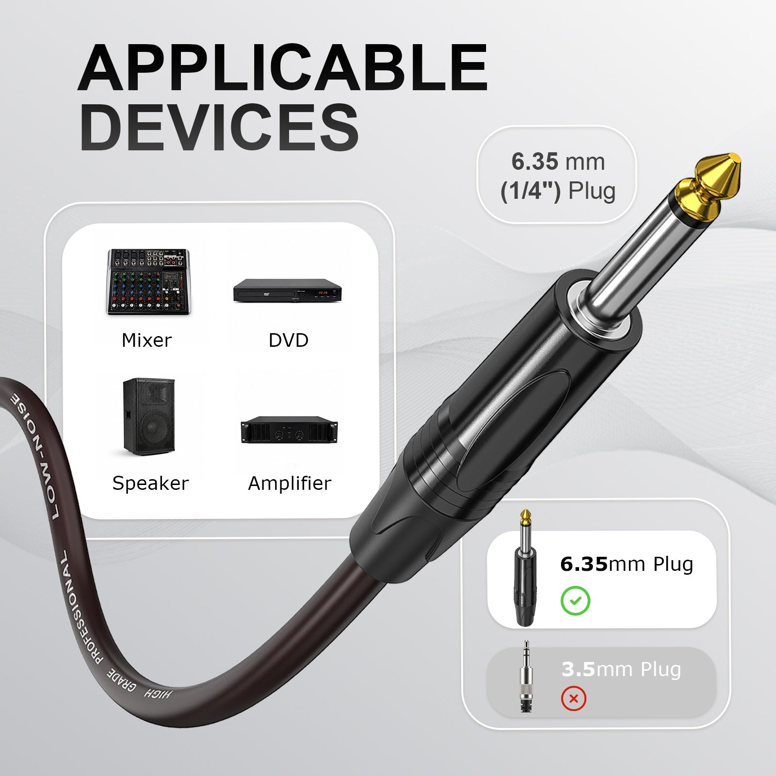 JAMELO F19 Wired Dynamic Microphone Handheld Mic with 5m Cable 40Hz–13kHz Frequency