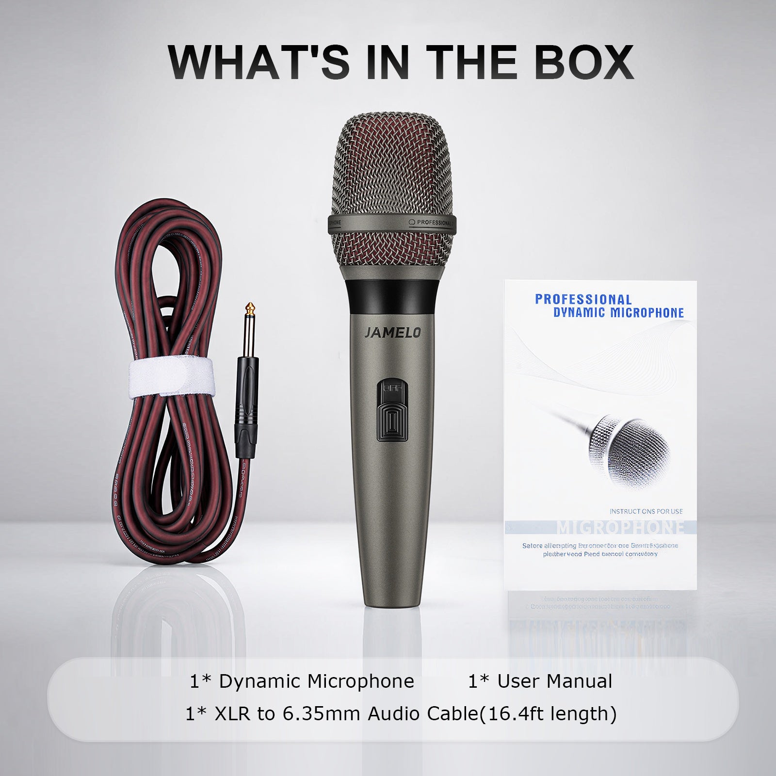 JAMELO F19 Wired Dynamic Microphone Handheld Mic with 5m Cable 40Hz–13kHz Frequency