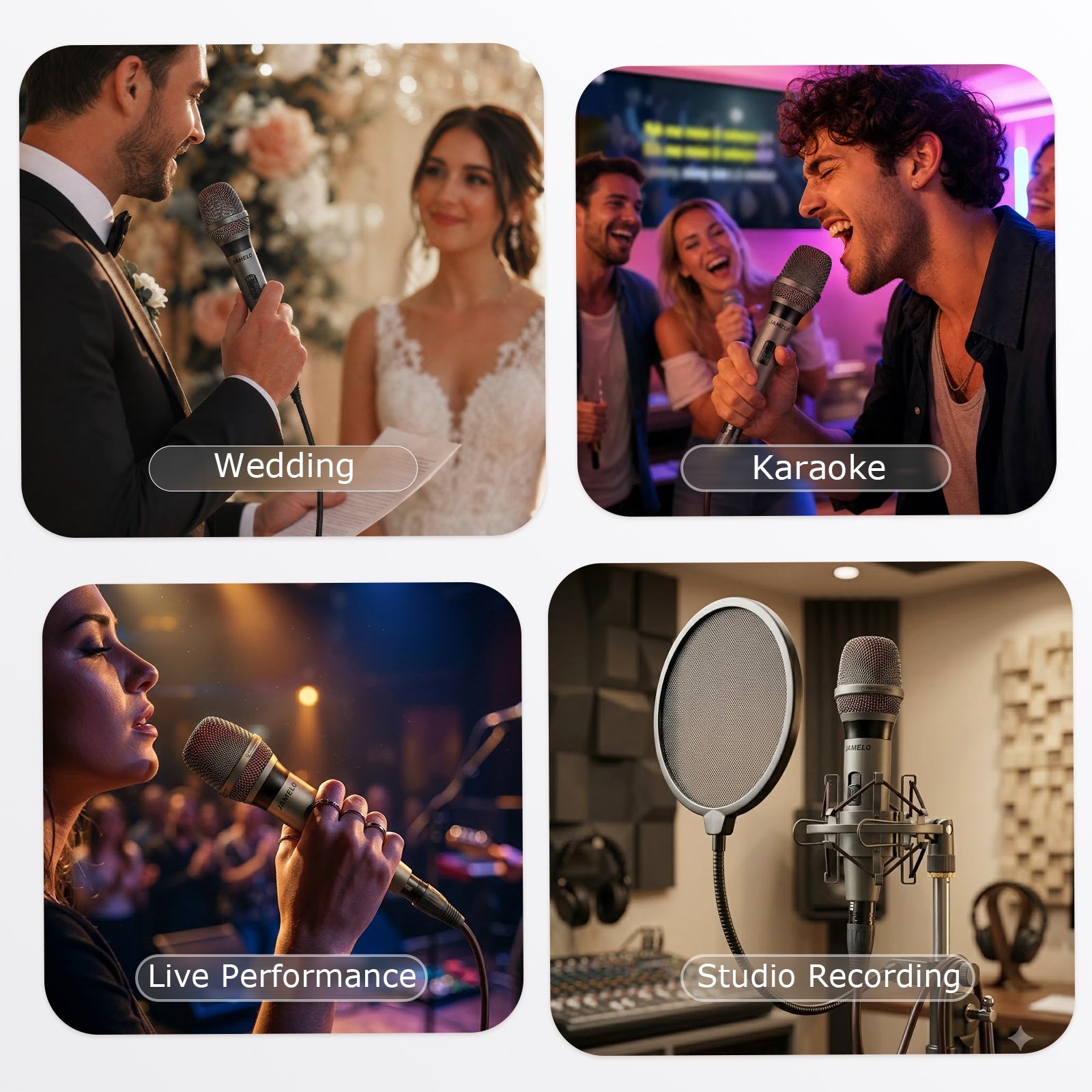 JAMELO F19 Wired Dynamic Microphone Handheld Mic with 5m Cable 40Hz–13kHz Frequency