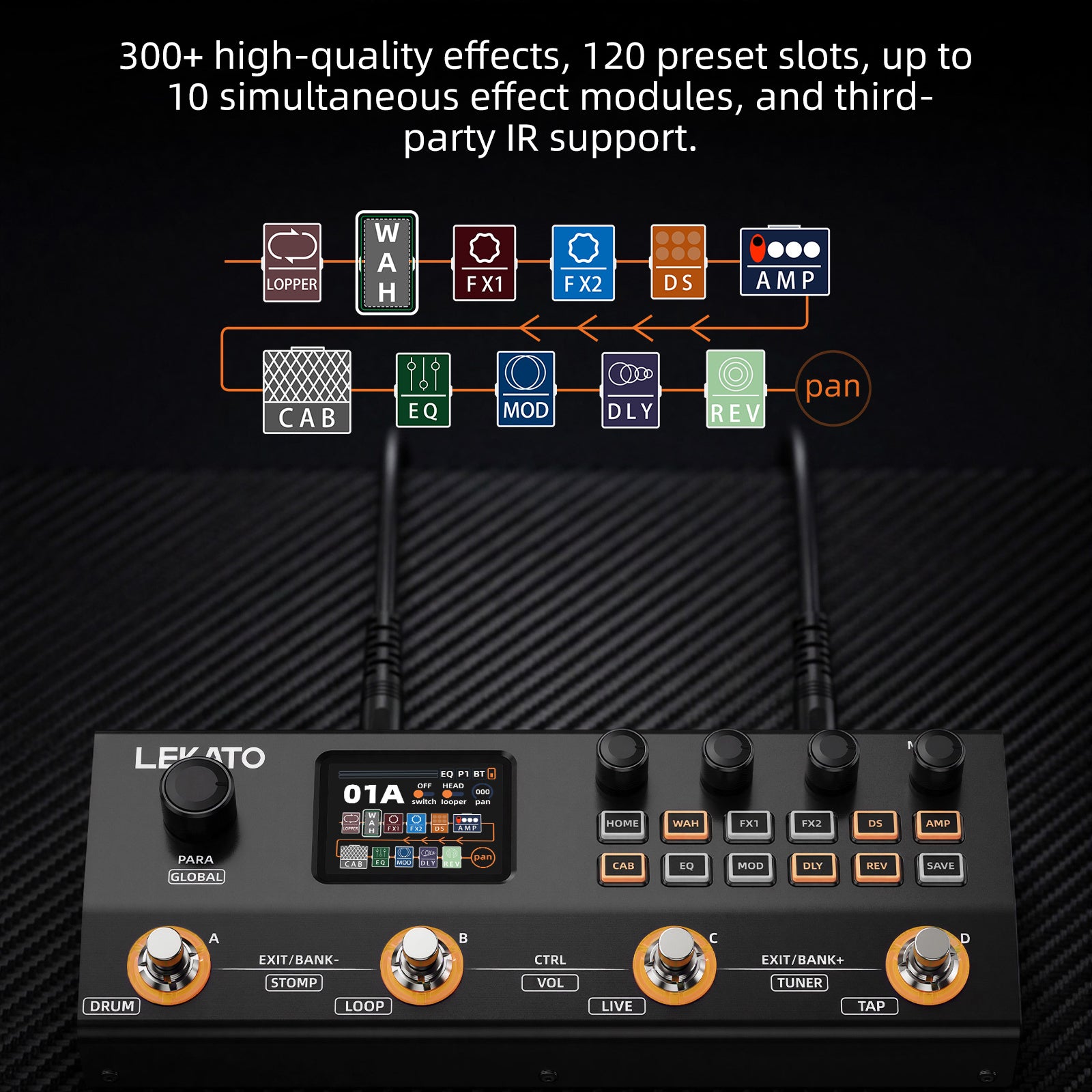 LEKATO TANK PRO Guitar Multi Effects Processor