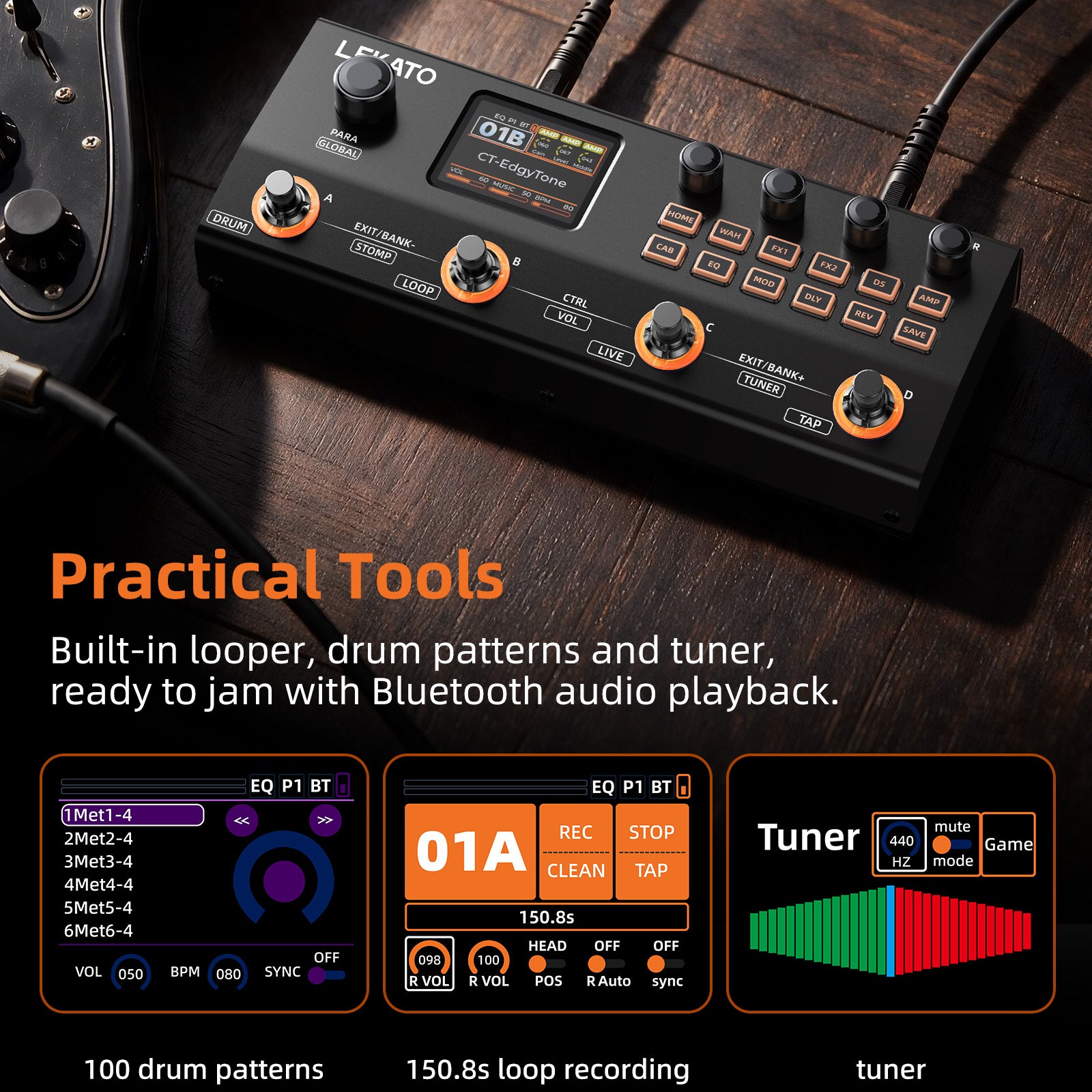 LEKATO TANK PRO Guitar Multi Effects Processor