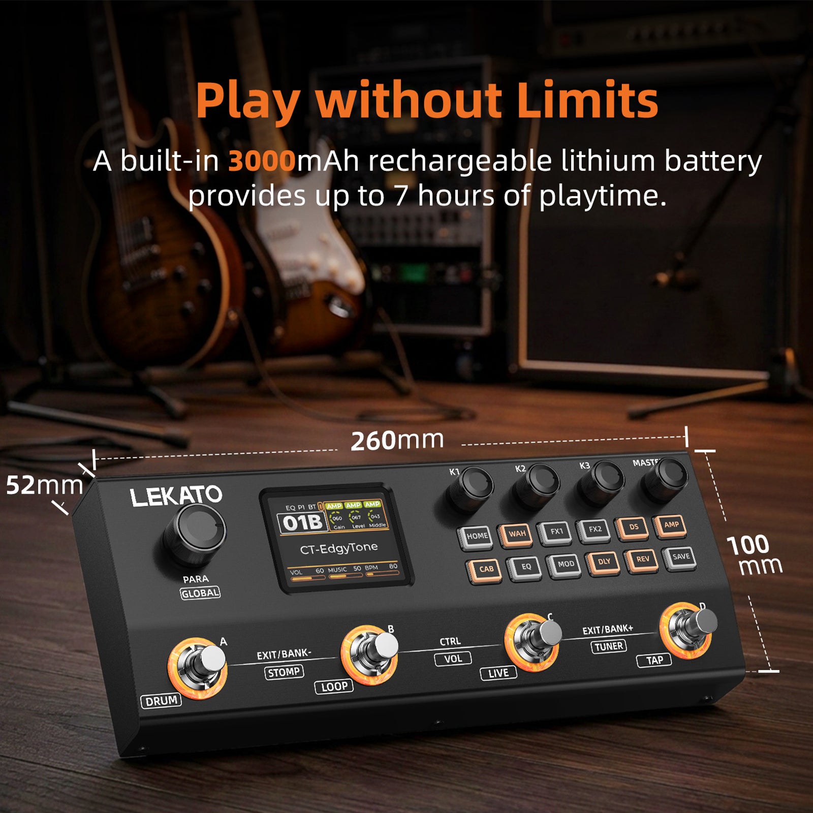 LEKATO TANK PRO Guitar Multi Effects Processor
