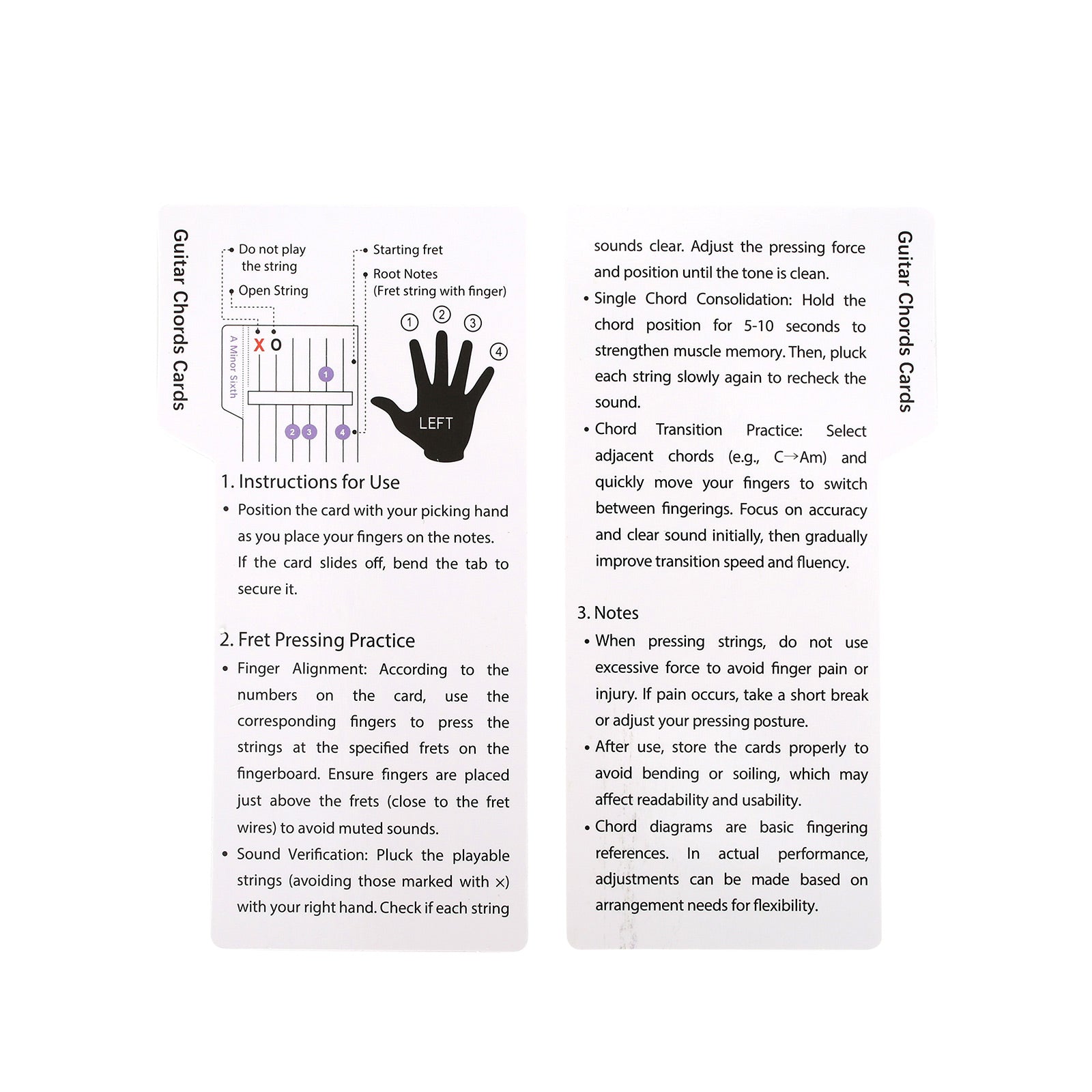 56Pcs Guitar Chord Learning Cards for Beginners
