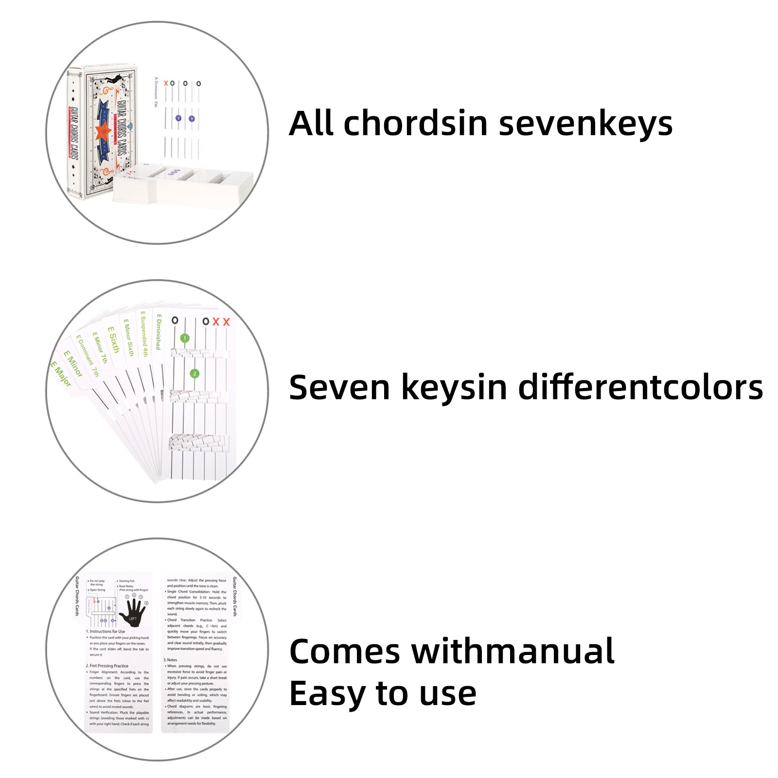 56Pcs Guitar Chord Learning Cards for Beginners