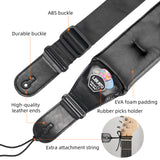 LEKATO LGS-20 Guitar Strap 3.5 Inch Wide EVA Thickened Padded PU Leather