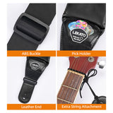LEKATO LGS-20 Guitar Strap 3.5 Inch Wide EVA Thickened Padded PU Leather