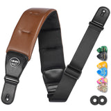 LEKATO LGS-20 Guitar Strap 3.5 Inch Wide EVA Thickened Padded PU Leather
