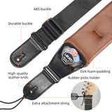 LEKATO LGS-20 Guitar Strap 3.5 Inch Wide EVA Thickened Padded PU Leather