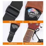 LEKATO LGS-20 Guitar Strap 3.5 Inch Wide EVA Thickened Padded PU Leather