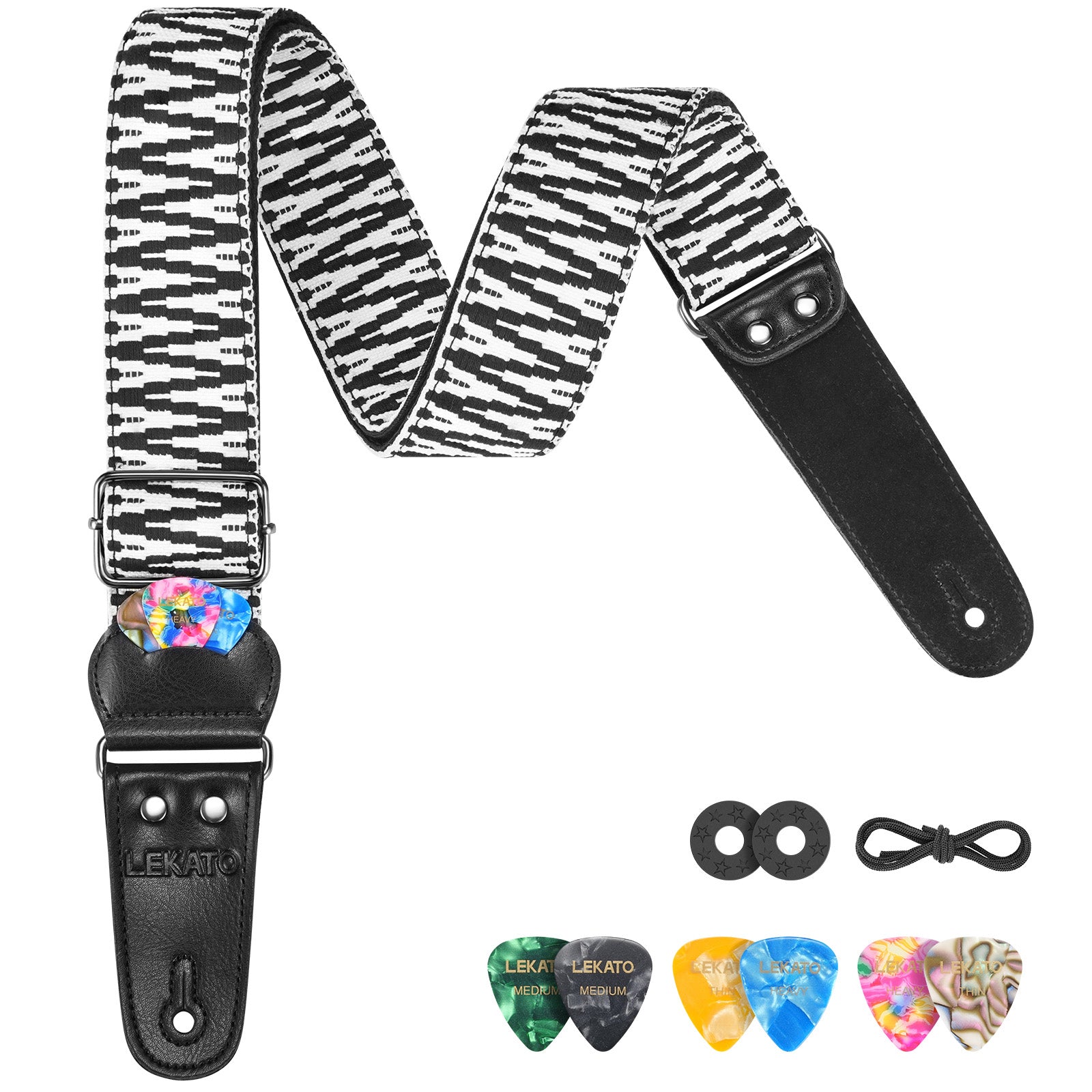 LEKATO LGS-21 Premium Jacquard Nylon Guitar Strap Set