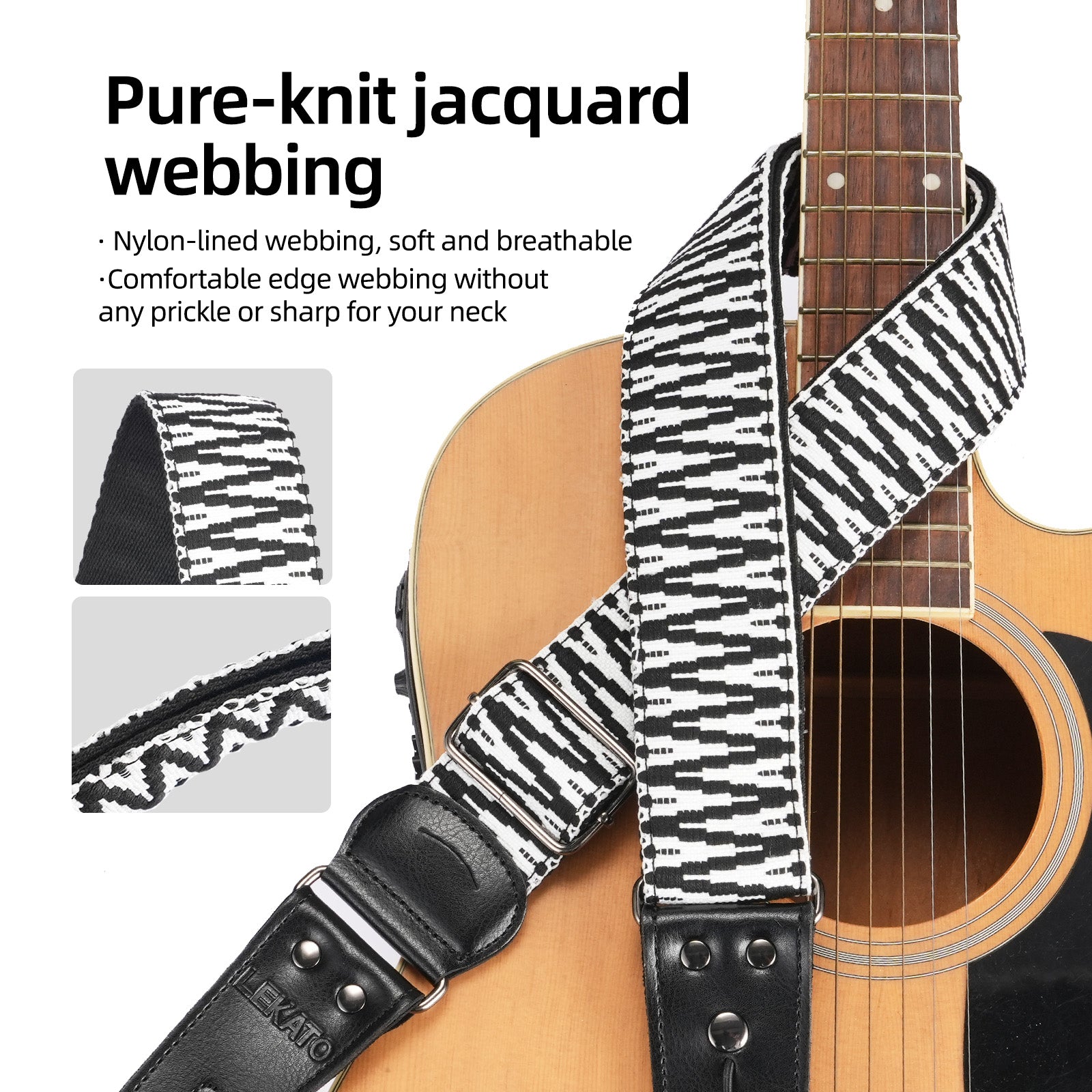 LEKATO LGS-21 Premium Jacquard Nylon Guitar Strap Set