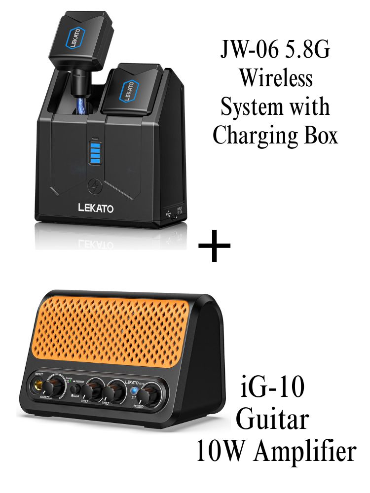 LEKATO JW-06 5.8GHz Wireless Guitar System with Charging Box