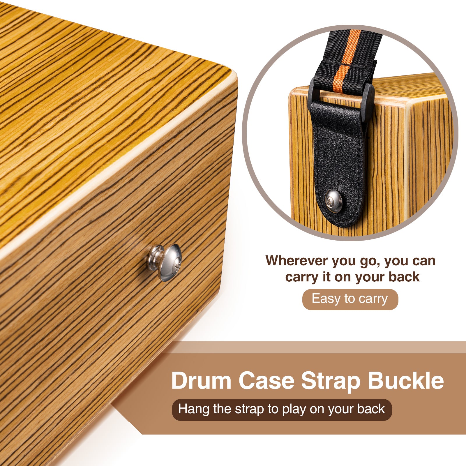 POGOLAB Portable Travel Cajon Drum Musical Hand Percussion Thick Wooden Box w/ Storage Bag - LEKATO-Best Music Gears And Pro Audio