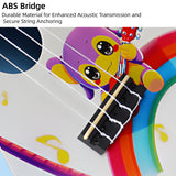 LEKATO 21 Inch Cartoon Painting Ukulele Composite Carbon Fiber Travel Set