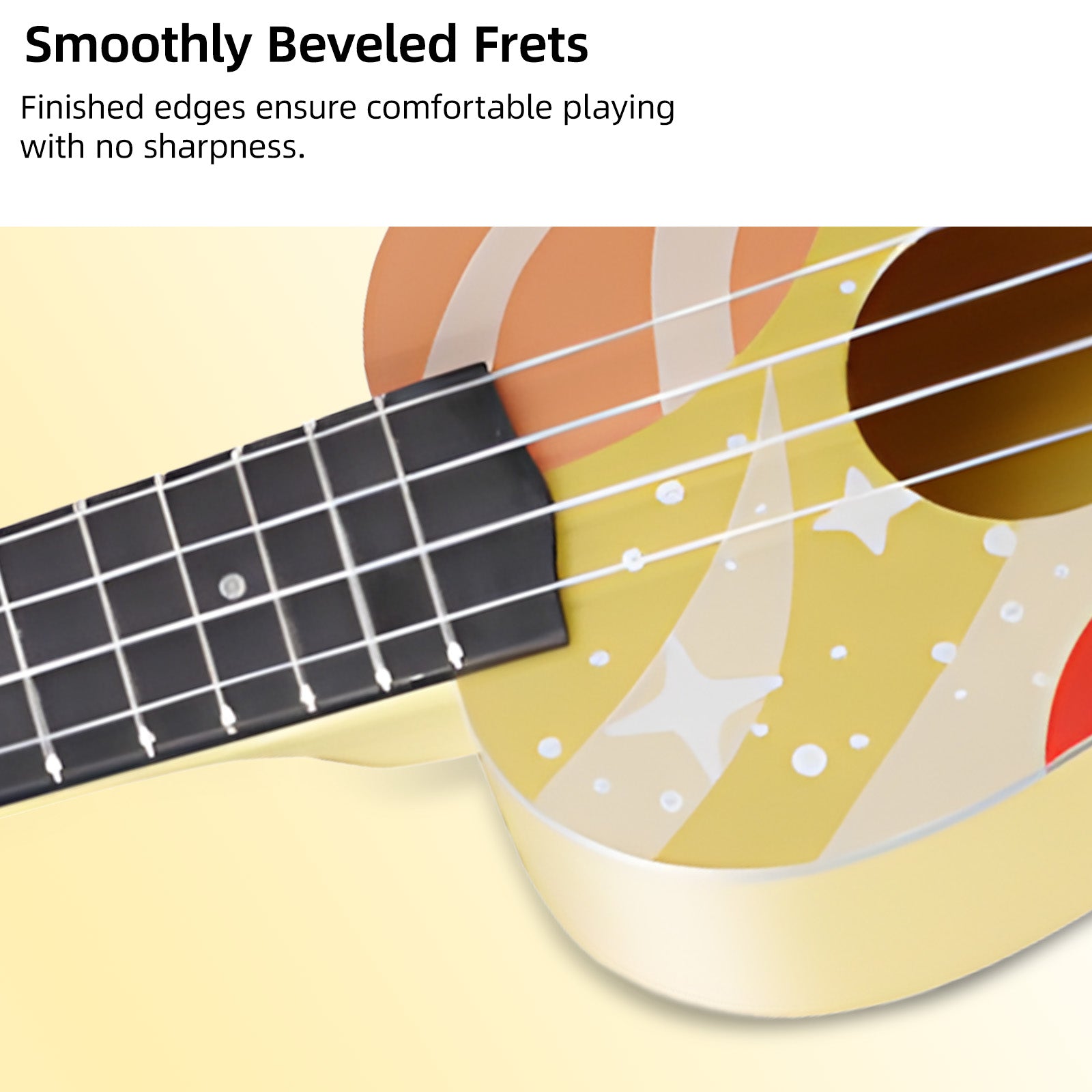 LEKATO 21 Inch Animal Cartoon Painting Ukulele Composite Carbon Fiber Travel Set