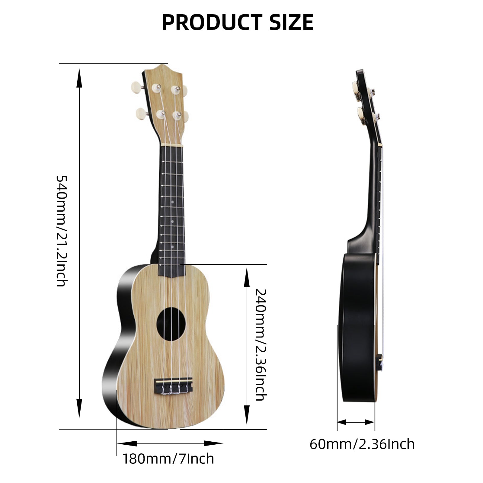 LEKATO 21 Inch Gradient Macron Simple Ukulele Composite Carbon Travel Set