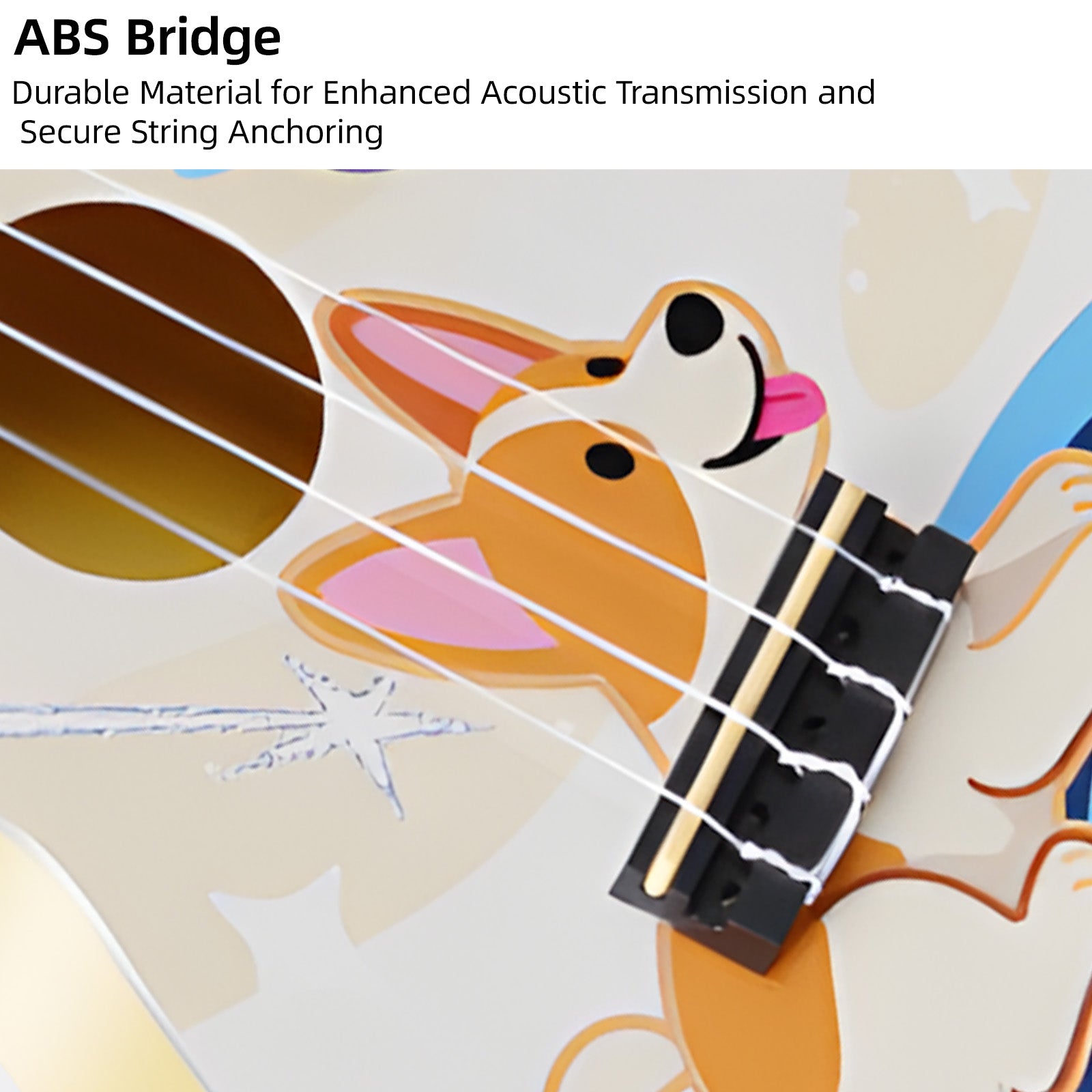 LEKATO 21 Inch Animal Cartoon Painting Ukulele Composite Carbon Fiber Travel Set