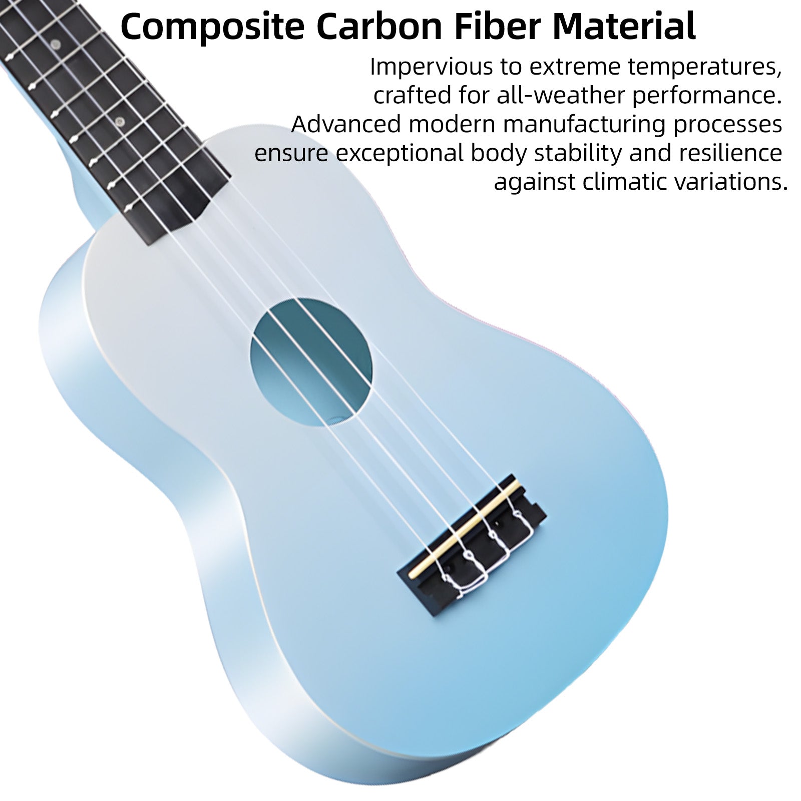 LEKATO 21 Inch Gradient Macron Simple Ukulele Composite Carbon Travel Set
