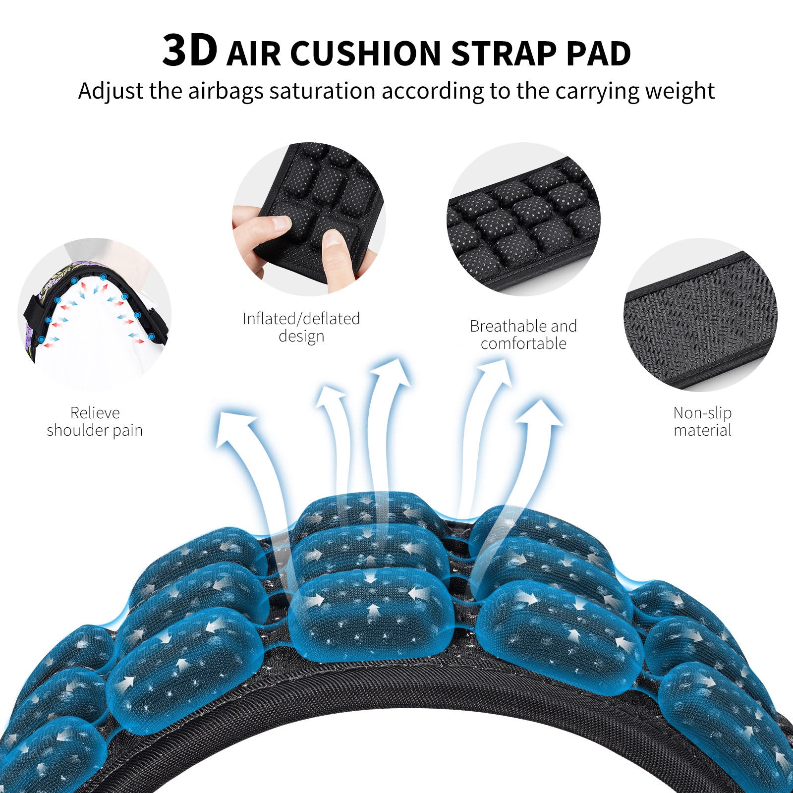 LEKATO JD-3 Strap Pad 3D Air Bag Inflatable Pressure Reduction Shoulder