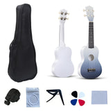 LEKATO 21 Inch Gradient Macron Simple Ukulele Composite Carbon Travel Set