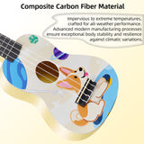 LEKATO 21 Inch Animal Cartoon Painting Ukulele Composite Carbon Fiber Travel Set